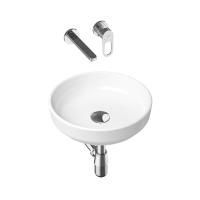Комплект 4 в 1 Lavinia Boho Bathroom Sink Slim 21510159, накладная фарфоровая раковина 40 см, встраиваемый смеситель со скрытым механизмом, латунный сифон, донный клапан quick-clac