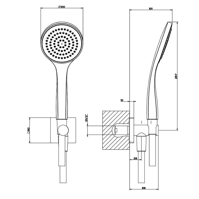 Gessi Emporio Emporio shower Душевой комплект, состоящий из вывода воды, держателя, шланга 1,50 м и лейки, цвет: Black XL