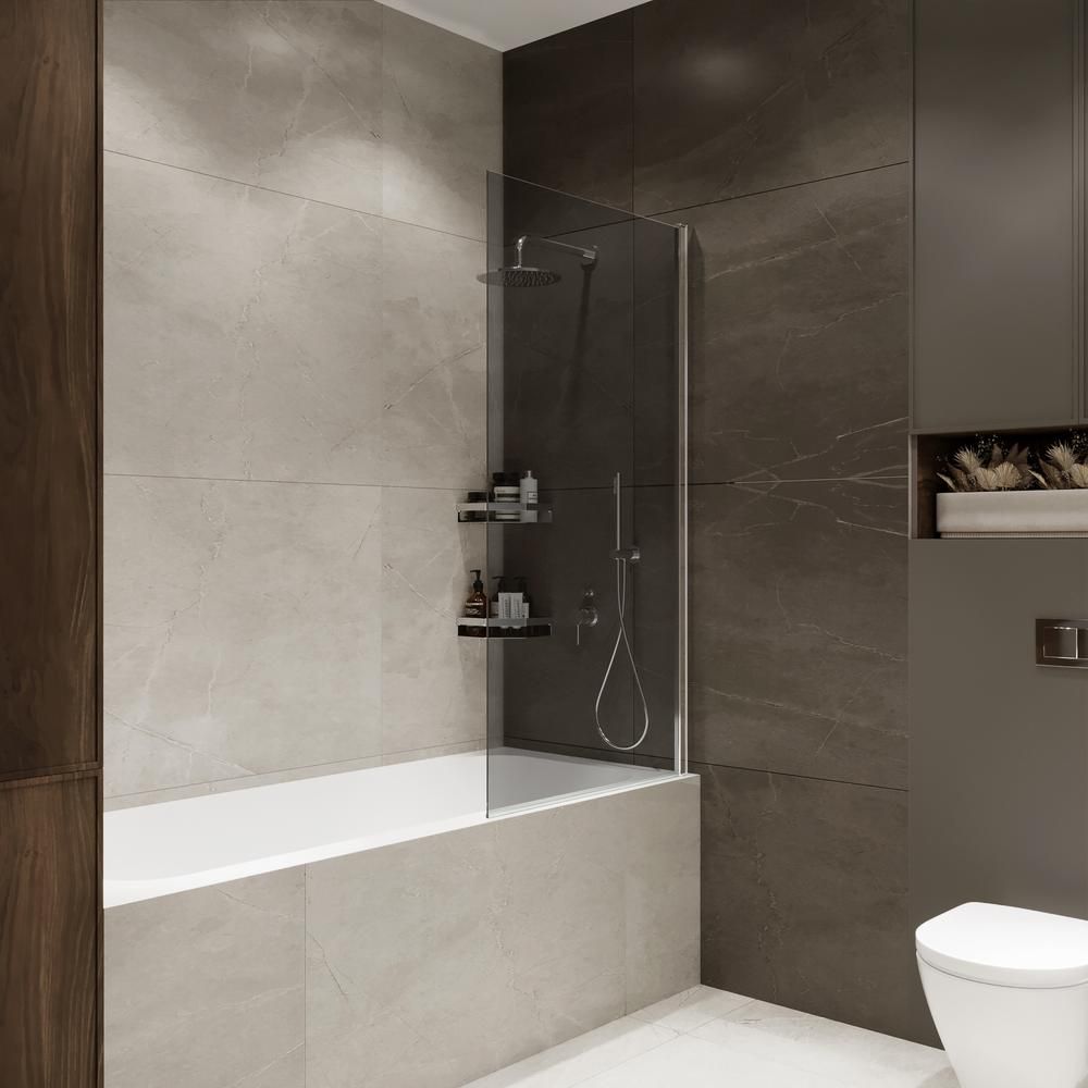 Шторка на ванну распашная Terminus Ното 150х70 тонированная, хром, артикул 2CW150х70CT