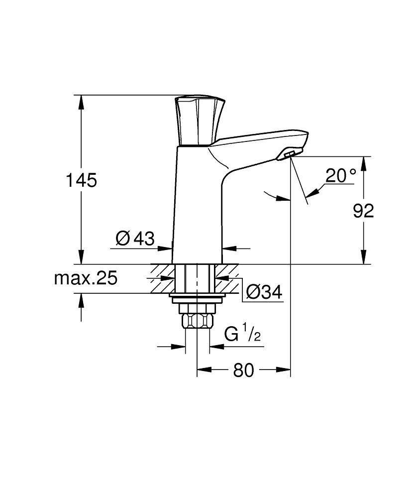 Вентиль для раковины GROHE Costa L, без функции смесителя, хром (20186001) Вентиль для раковины GROHE Costa L, без функции смесителя, хром (20186001)