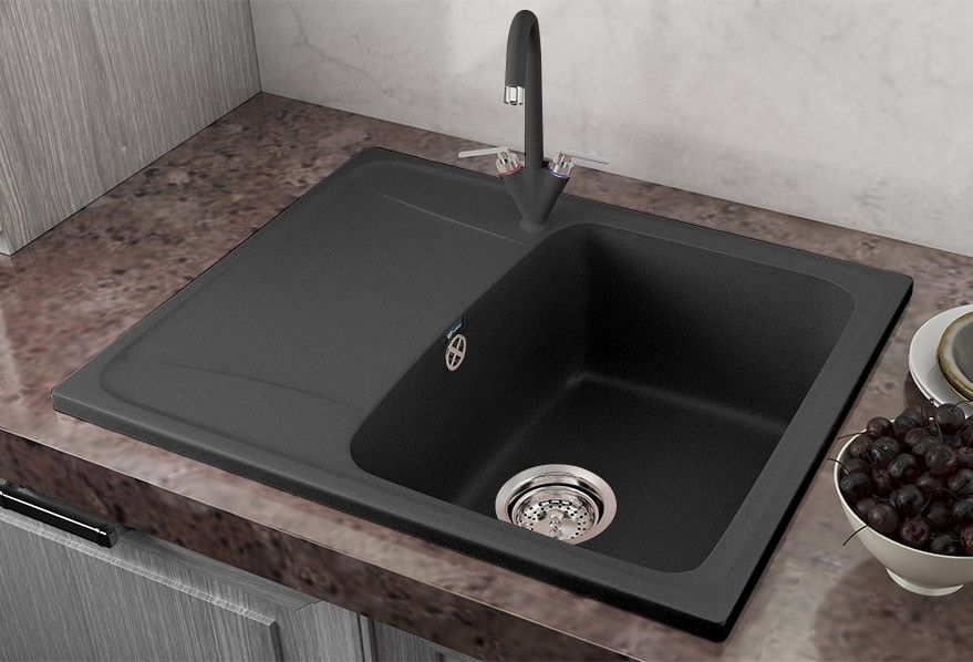 Кухонная мойка Ulgran U-201-344, ультра-черный, артикул U-201-344