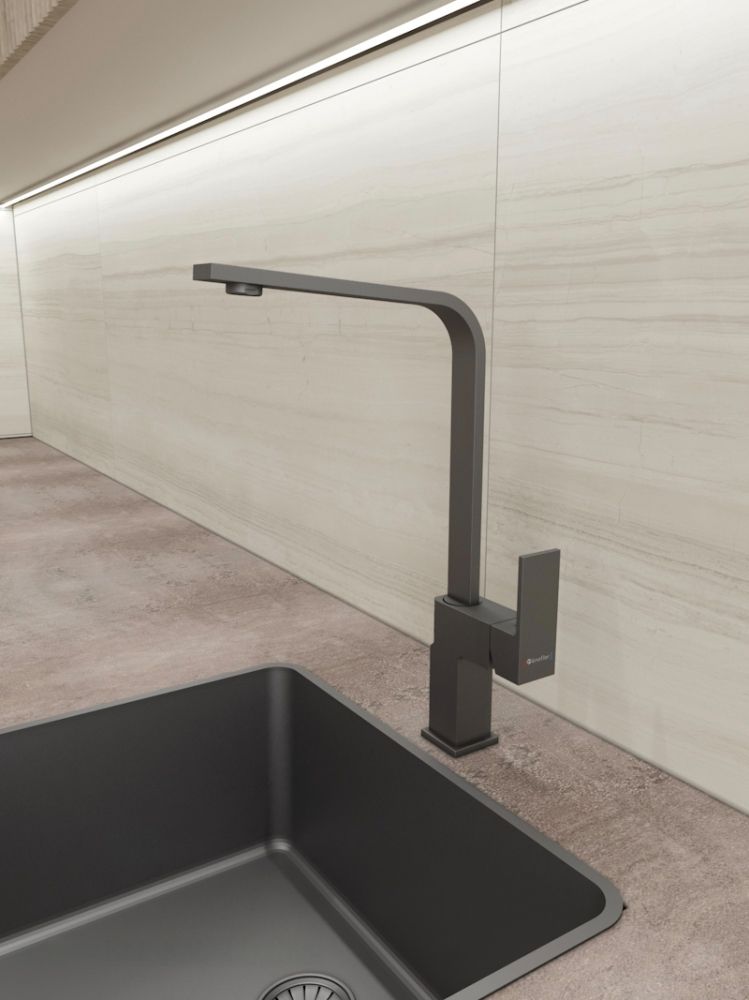 Смеситель для кухни Knotlor KN-21/GM, вороненая сталь, артикул KN-21/GM