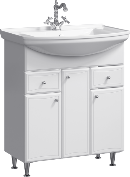 "Барселона-Люкс" тумба под умывальник Стиль 750 на ножках с двумя ящиками и корзиной Ba-L.01.07.К, ТМ «AQWELL