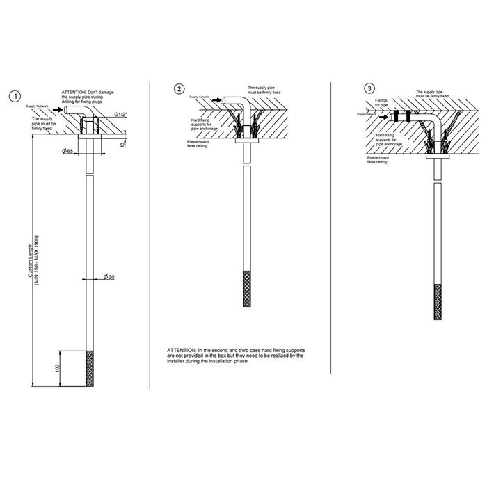 GESSI 316 Излив потолочный для удаленного управления, длина под заказ(365-1900мм), цвет: brushed black metal pvd