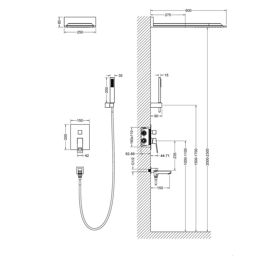 Душевая система встроенная Timo Briana SX-7119/03SM черный