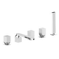 CISAL HI-RISE Смеситель для установки на борт ванны на 5 отверстий, двухвентильный, с изливом и ручным душем, цвет хром