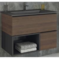 Тумба с раковиной Comforty Франкфурт 75 00-00000889 подвесная Дуб шоколадно-коричневый Черная матовая Тумба с раковиной Comforty Франкфурт 75 00-00000889 подвесная Дуб шоколадно-коричневый Черная матовая