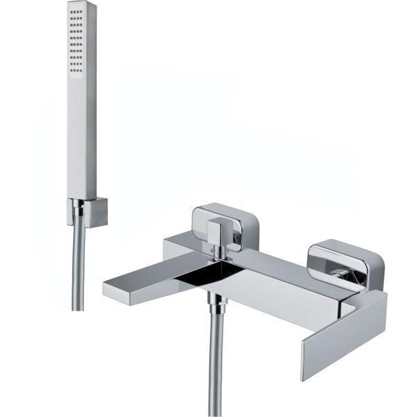 Fiore Kube, однорычажный смеситель для ванны с набором для душа, цвет золото