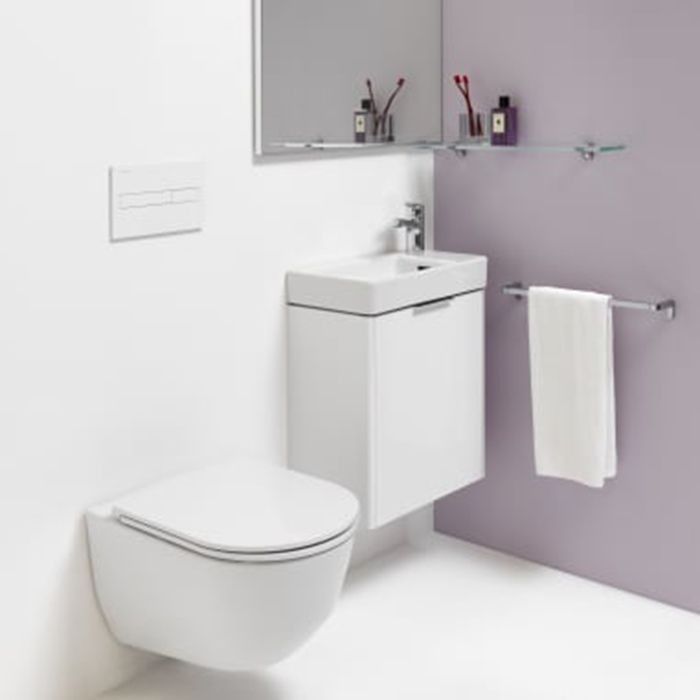 Laufen Pro S мини-раковина, полка справа, 480x280x85 мм, отверстие для смесителя по центру, белый, артикул 8.1595.4.000.104.1