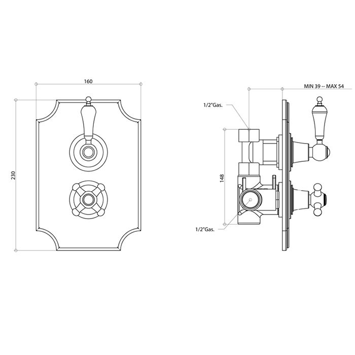 Bongio Capri Смеситель термостатический для душа с внутр. частью, цвет хром, артикул 17544CR00