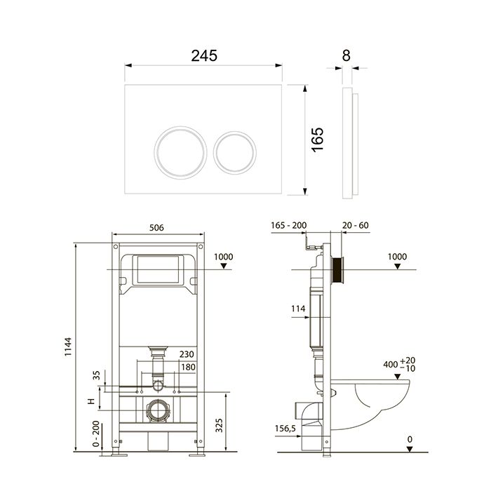 Комплект TECEspring, панель смыва с круглыми кнопками, белый глянцевый/хром глянц.