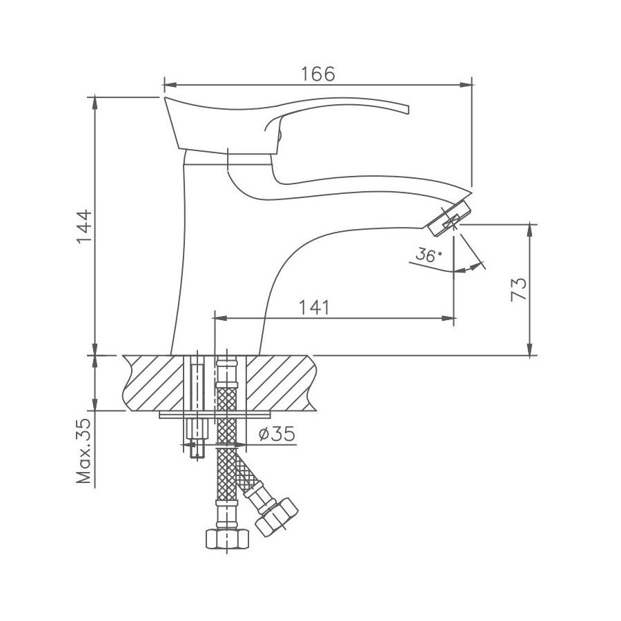 Смеситель для раковины FASHUN A1001, хром