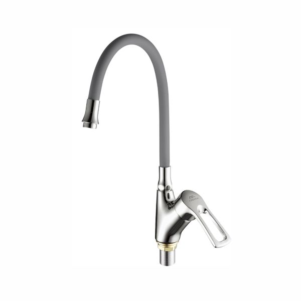 Смеситель для кухни с гибким изливом FASHUN A4466+A7257, серый/хром