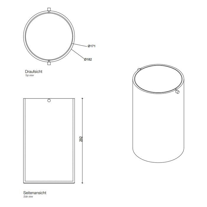 DECOR WALTHER STONE BEMD Корзина для мусора Ø185х300 мм., с вращающейся крышкой, цвет белый матовый/полированная нержавеющая сталь, артикул 0971154