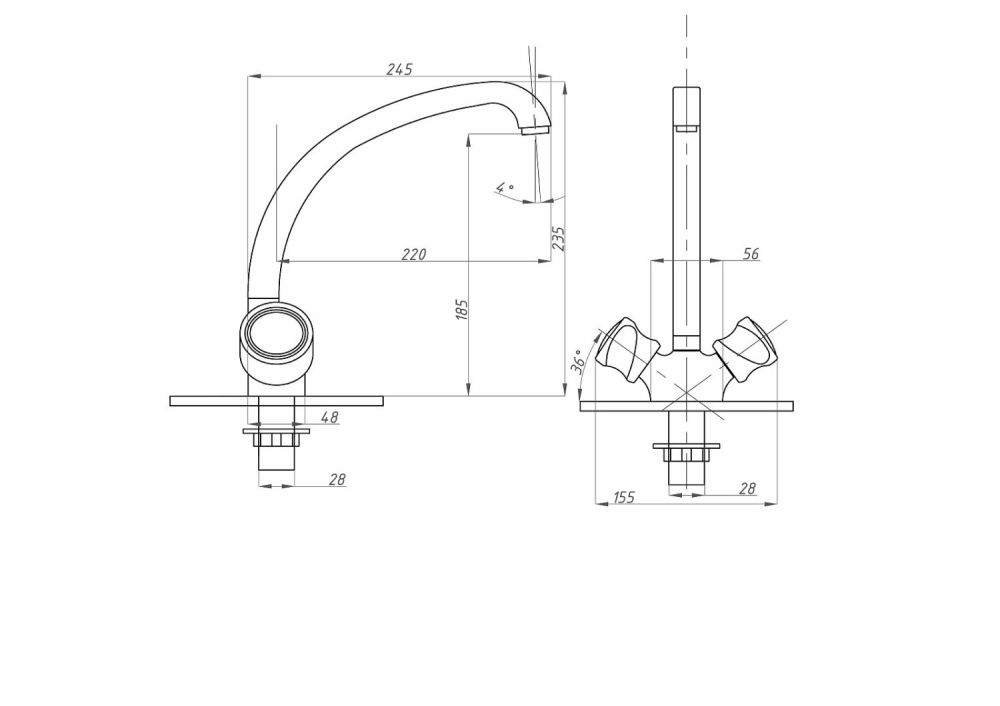 Смеситель для кухни FAUZT FZs-293-39 тип См-МДЦБА, артикул FZs-293-39