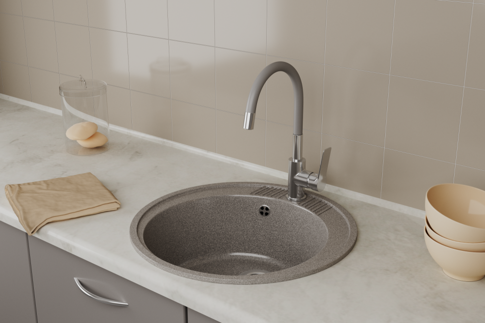 Смеситель для кухонной мойки с гибким изливом RUSH Siple (SI7335-60Grey), артикул SI7335-60Grey