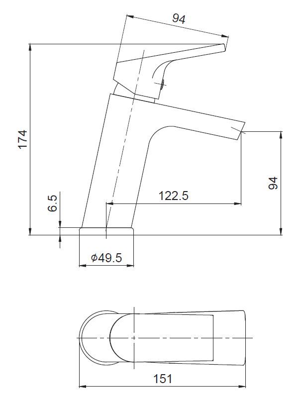 Смеситель Ontario для раковины, без донного клапана, артикул: ON 26, ESKO