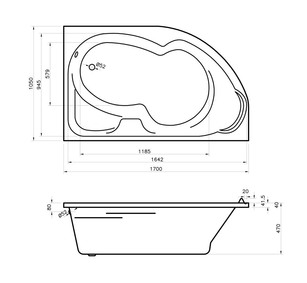 Гидро-аэромассажный комплект с хромотерапией 6 в 1 Lavinia Boho Grance Hill 36165HAC, акриловая ванна 170x105 см (левый разворот), каркас с монтажным набором, подголовник, хромотерапия, аэромассаж, гидромассаж
