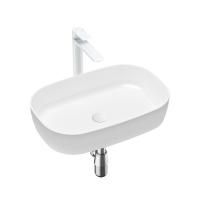 Комплект 4 в 1 Lavinia Boho Bathroom Sink Slim 21510045, накладная фарфоровая раковина 54 см, смеситель, латунный сифон, донный клапан quick-clac