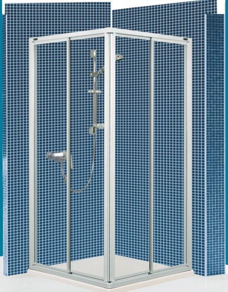 Geodiagonal-2, раздвижная дверь (2 части) 900 мм, профиль матовый хром, стекло прозрачное 3 мм