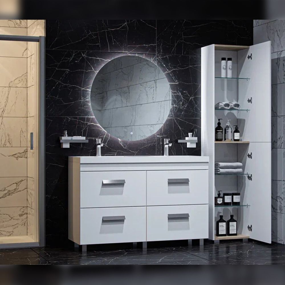 Тумба под раковину напольная Velvex Orlando tn.ORL.CLA.120.4Y белый матовый, 120 см, артикул tn.ORL.CLA.120.4Y белый матовый