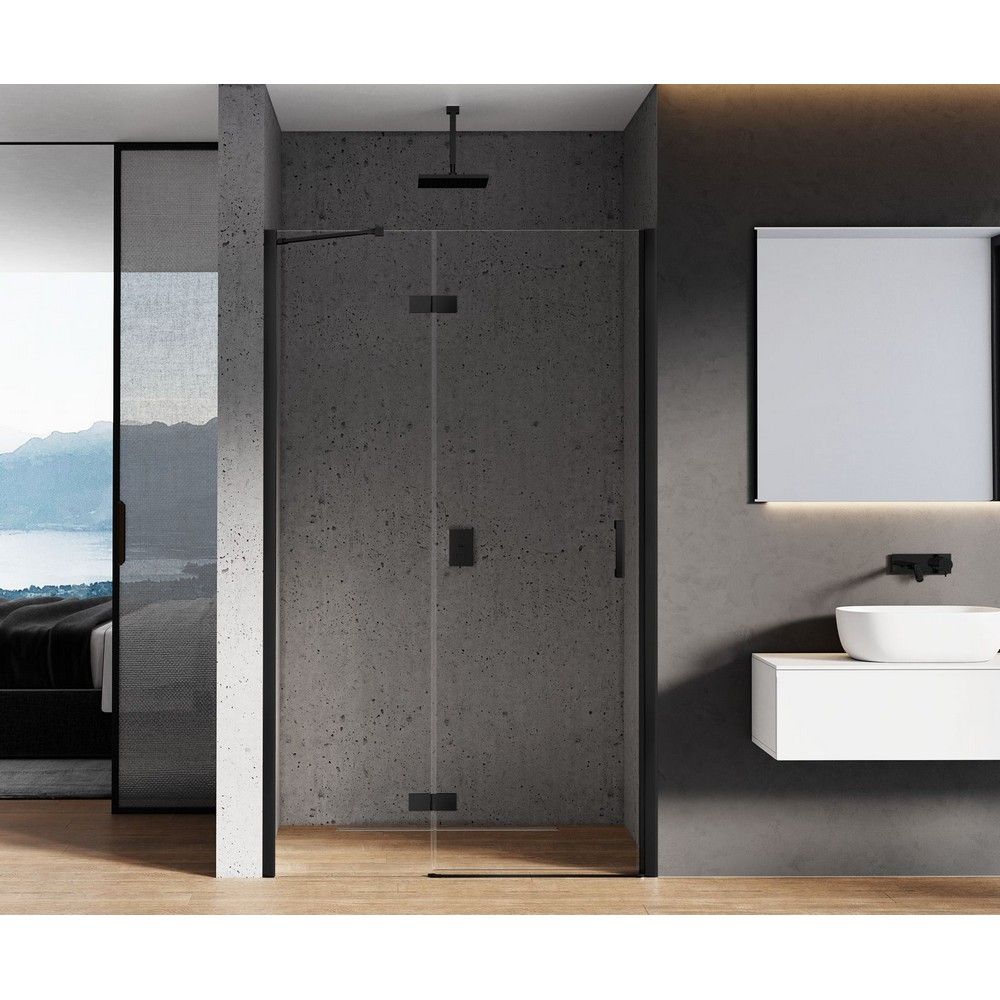 Дверь в нишу NEW TRENDY NEW RENOMA BLACK L 110x195 D-0364A (черный)