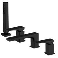 Fima Carlo Frattini Zeta Смеситель на борт ванны, на 4 отв., с ручным душем, цвет: чёрный матовый