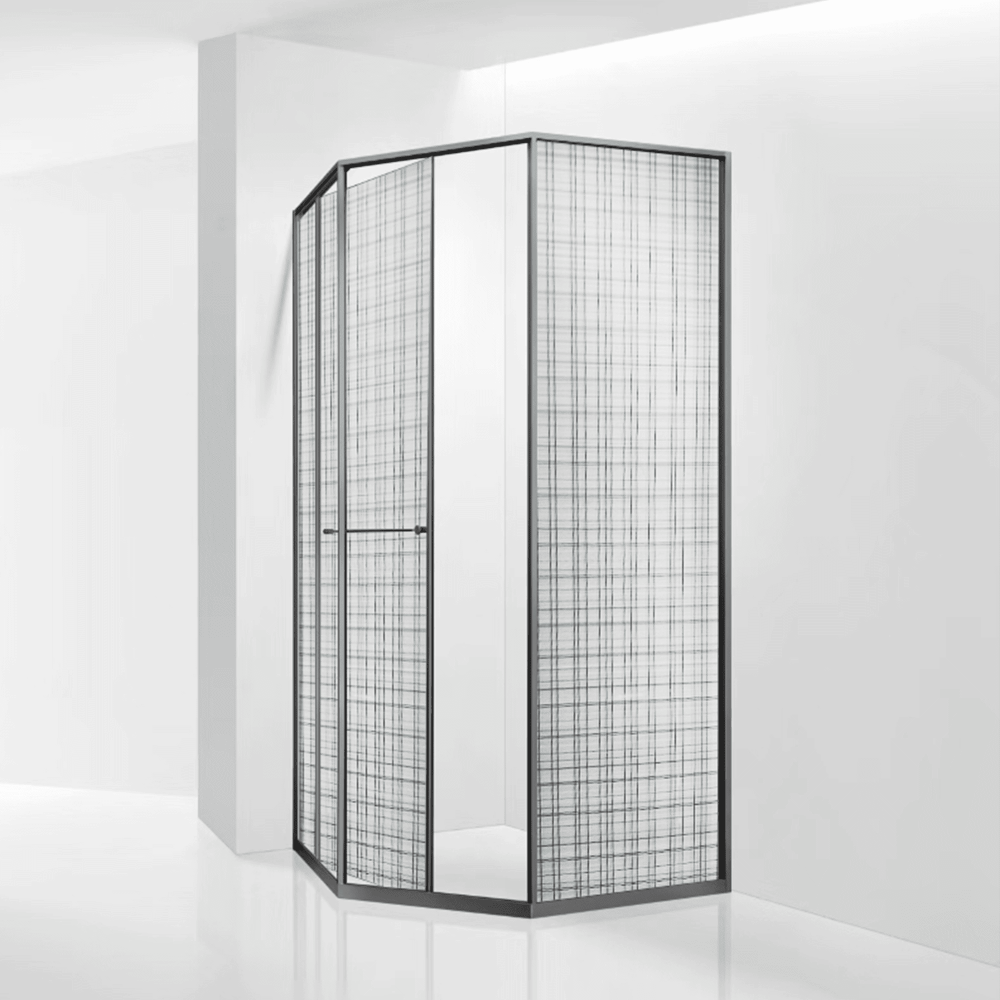 Душевой уголок RGW SV-82Gr "L" (Черная вуаль, 900x900)