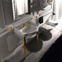 KERASAN Retro Комплект мебели белый глянцевый для раковины 73см, ножки (арт.736291): золото (упаковка-2 коробки)