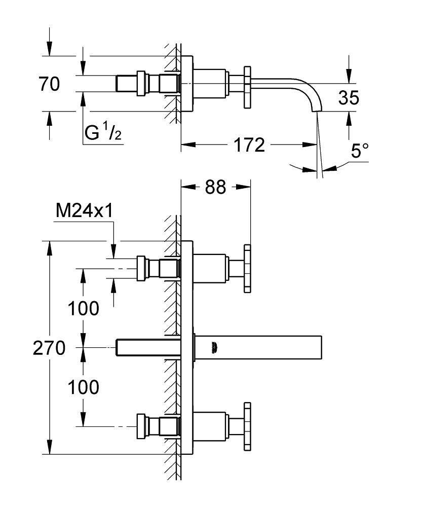 Внешняя часть смесителя для раковины GROHE Allure (3 отверстия), хром (20190000)