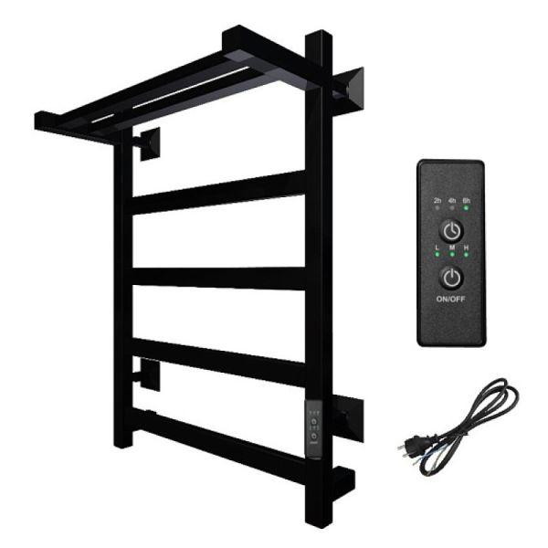 Полотенцесушитель электрический с полочкой (лесенка) Тругор Пэк сп 20 кв П 60х50 см, черный