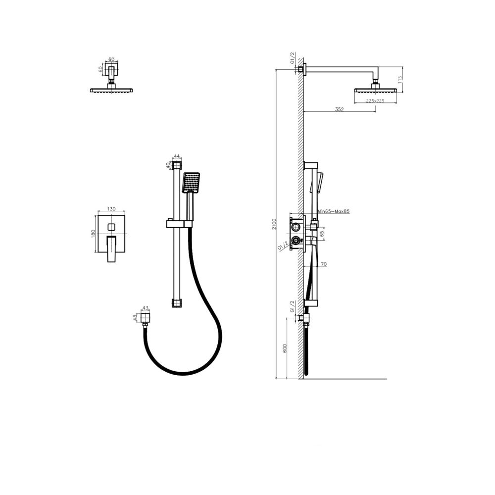 Встроенная душевая система RUSH Thira (TR3635-41), артикул TR3635-41