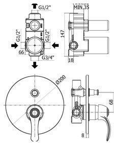 Смеситель для душа Paffoni Giorgia GI015CR (с внутренней частью), артикул GI015CR