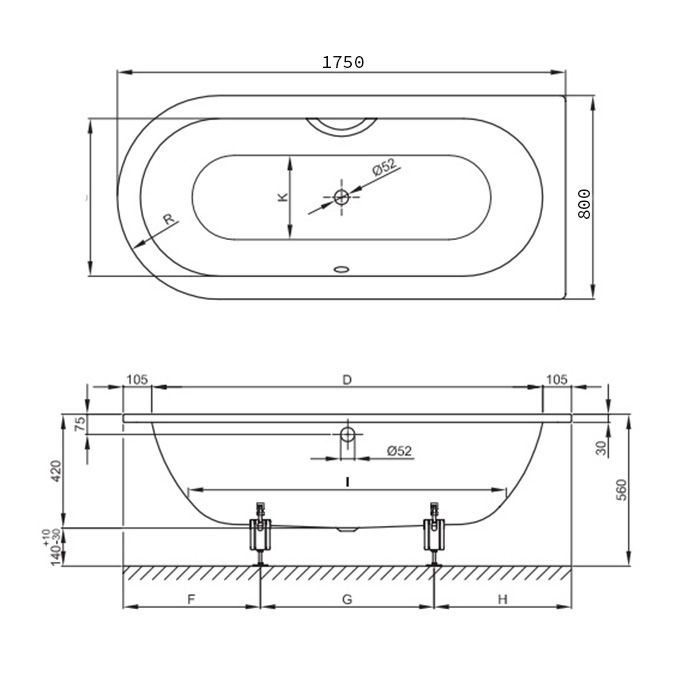 Опора для ванны, Bette, универсальная, комплект-2 штуки