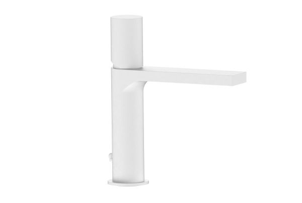 AQG Tube, однорычажный смеситель для раковины (излив 12 см), без донного клапана, цвет белый матовый