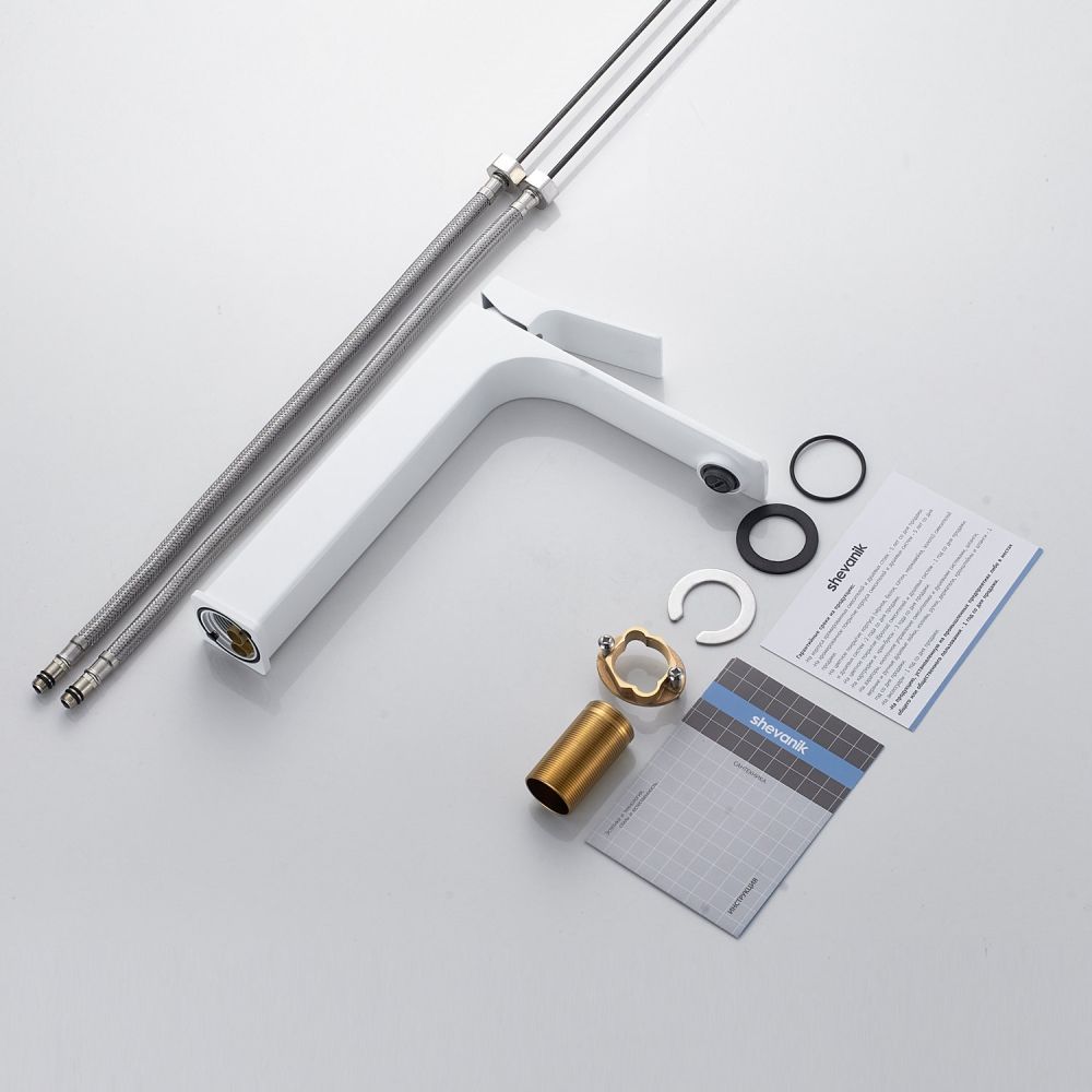 Смеситель для раковины высокий Shevanik S6111C, белый