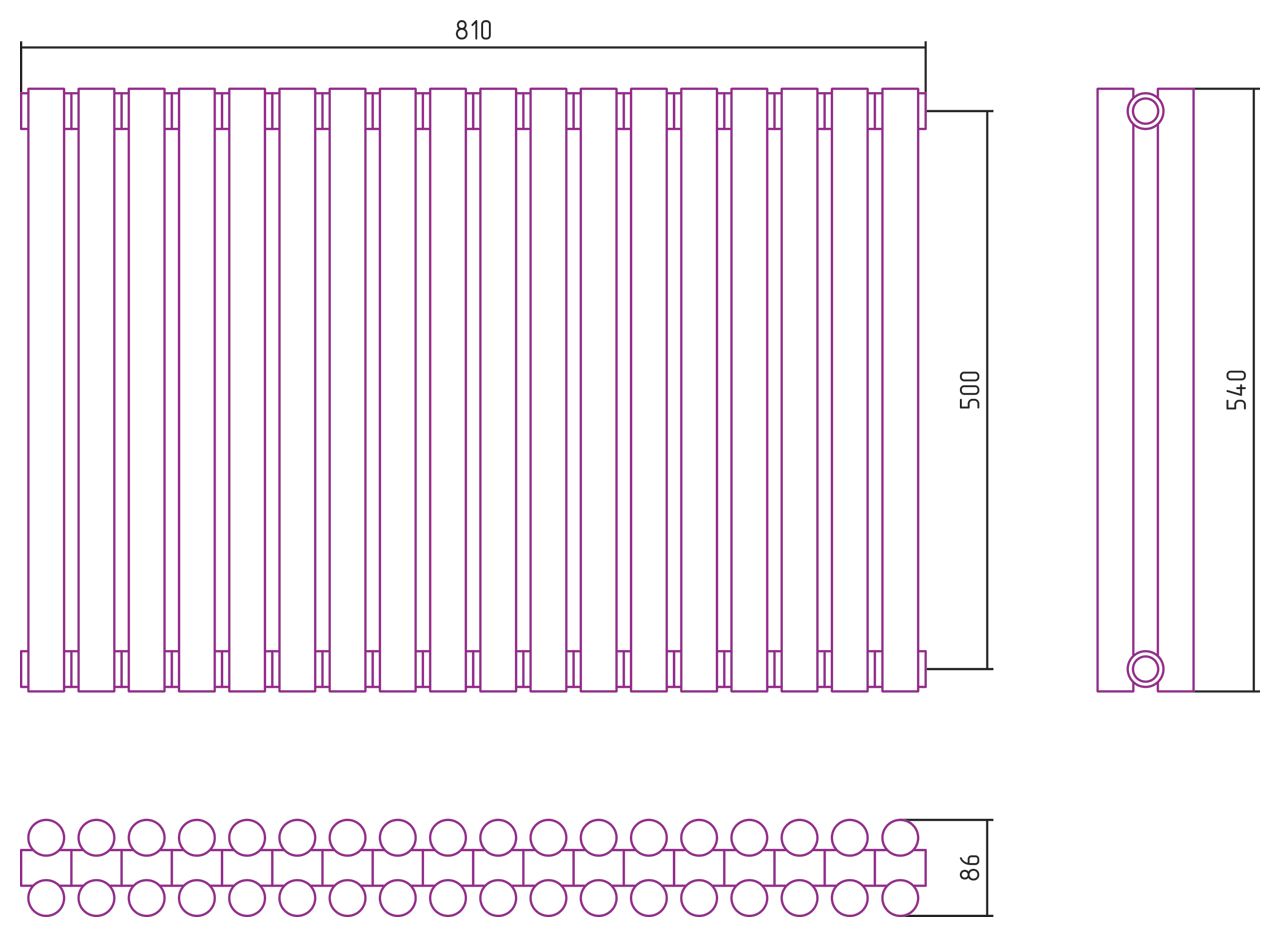 Отопительный радиатор ЭСТЕТ-11 н/ж 500х810 / 18 сек (Состаренная БРОНЗА)