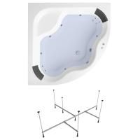 Гидромассажный комплект 4 в 1 Lavinia Boho Aveo 36172H00, акриловая ванна 150x150 см, каркас с монтажным набором, подголовник, гидромассаж