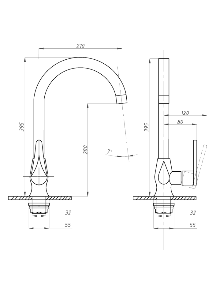 Смеситель для кухни ПСМ-ПРОФСАН PSM-300-3 STEEL тип См-МОЦБА, артикул PSM-300-3
