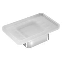 Мыльница EVEREST стеклянная, с хромированным держателем, 12,5x3,5x9 см, Sapho