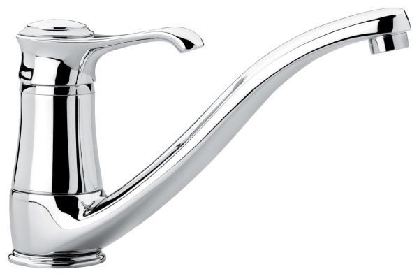 Emmevi Tiffany, однорычажный кухонный смеситель (поворотный излив 22 см), без донного клапана, цвет хром