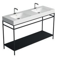 KERASAN Cento раковина двойная140х45 подвесная с 1отв на каждой раковине под смеситель, цвет белый