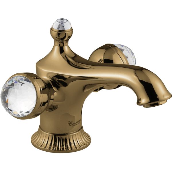 Emmevi The One Leda, смеситель для раковины. Металлические ручки + большие прозрачные кристаллы, цвет бронза