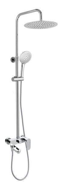 AQG WIND BLU RD, душевая колонна регул. по высоте 95-150 см: со складным изливом и круглым верхним душем 25 см, цвет хром