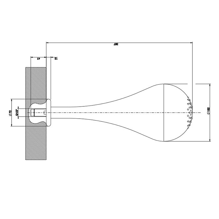 Gessi Goccia Верхний душ для потолочного крепления каплевидной формы, h=387мм, цвет: белый