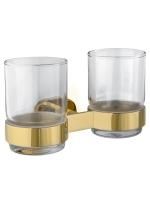 Два стакана для зубных щеток с держателем WONZON & WOGHAND FIRST, Глянцевое золото (WW-8428-LG)