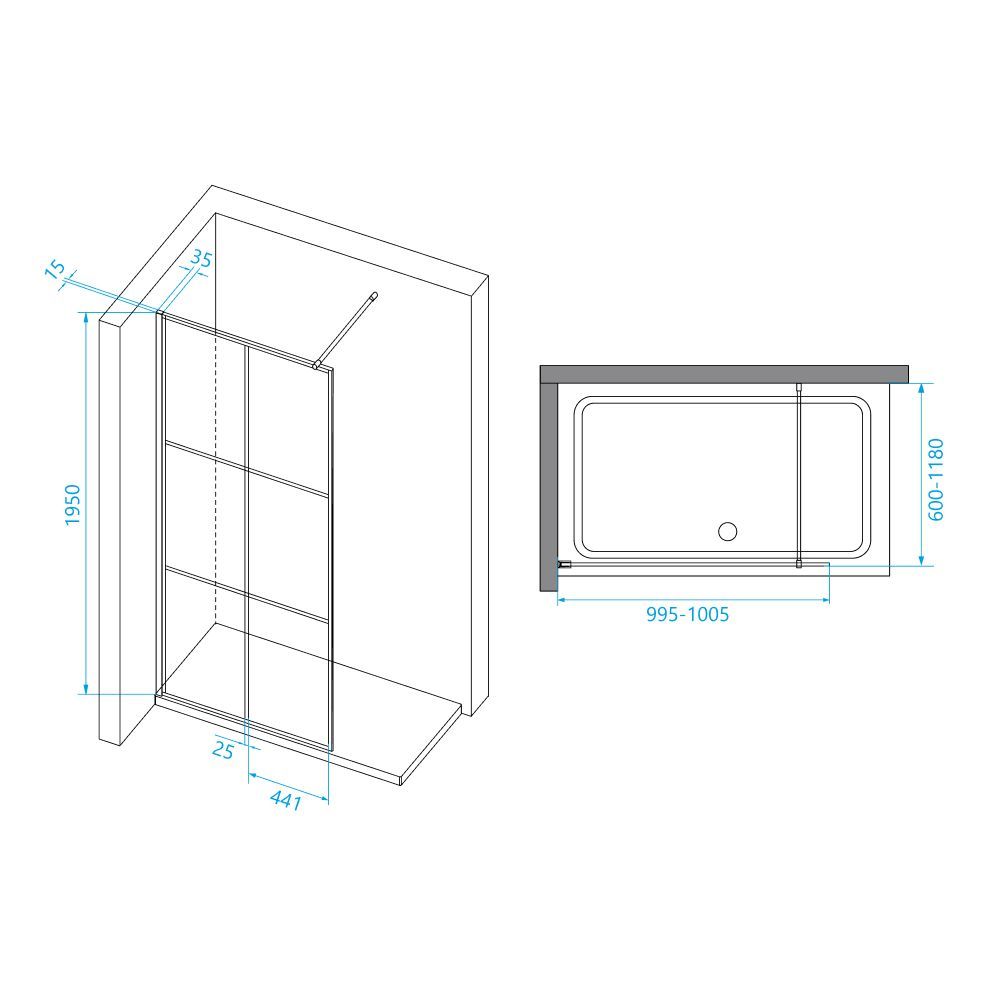 Перегородка для душа RGW WA-111B (1000, Прозрачное)