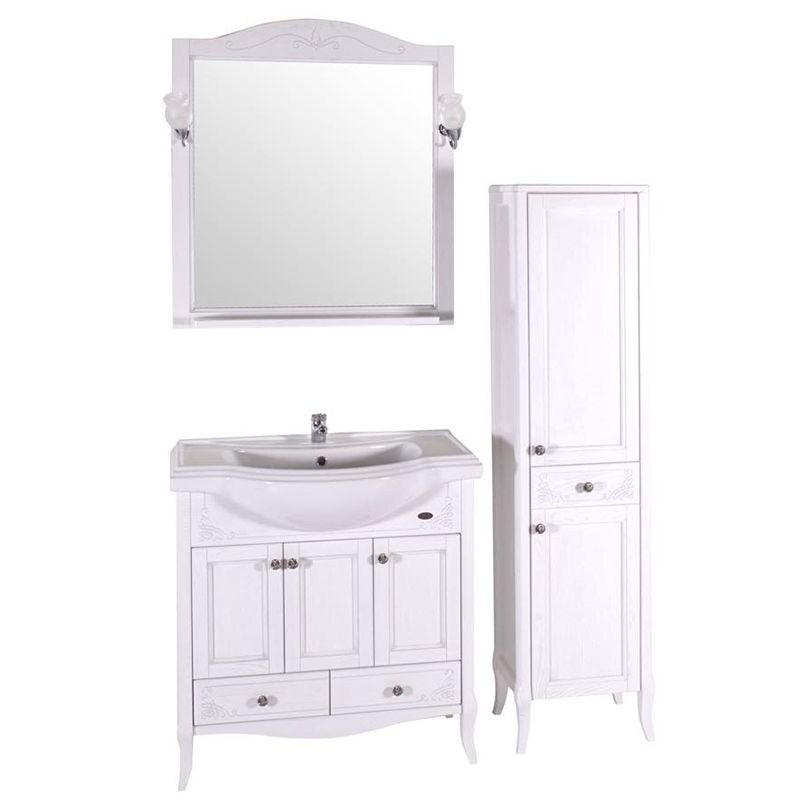 Зеркало ASB-Woodline Салерно 80 Белое патина серебро