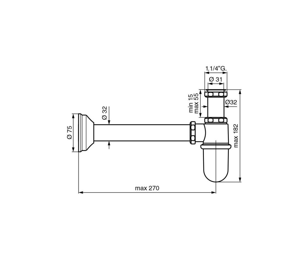 Emmevi, бутылочный сифон 1¼" для раковины, цвет золото, артикул C06615/OR