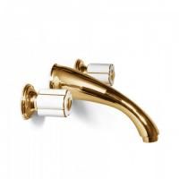 Bongio Fleur Blanc Смеситель встраваемый для раковины с изливом 190мм, цвет золото/белый фарфор(без встраиваемой части 09767)